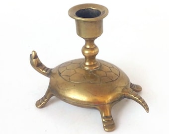 Vintage  Chinese brass candleholder  Turtle  shape  brass collectible candlestick