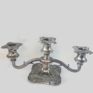 Vintage English signed silver plated candle holder  Three armed candle holder  candlestick holder Ornate Decorative home decor