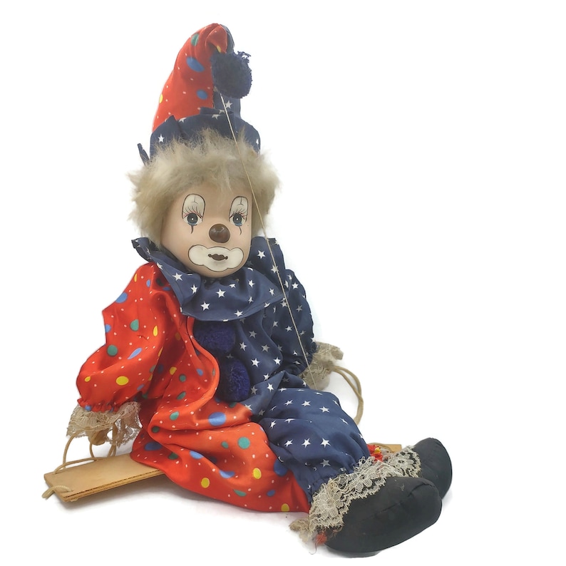 Vintage Large Porcelain Clown Doll, German Collectible Doll, Home Decor