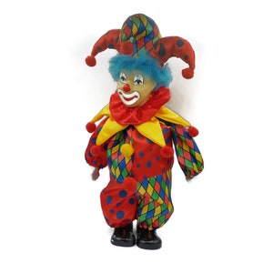 Vintage  large French Clown Doll, moving arms and head