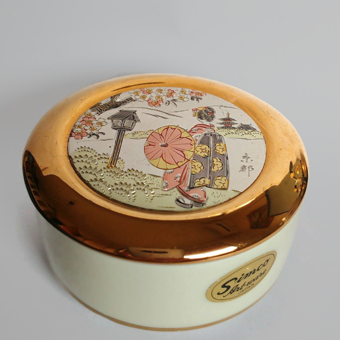 Vintage Japanese Pill Box Chokin Art Trinket Box Porcelain Etsy