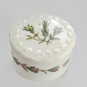 Vintage English  pill box   porcelain  trinket box  ,collectible pill box gift idea