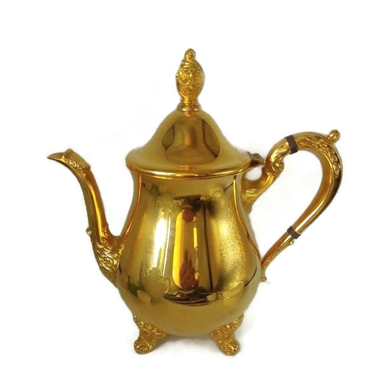Vintage German gold plated Teapot,large teapot