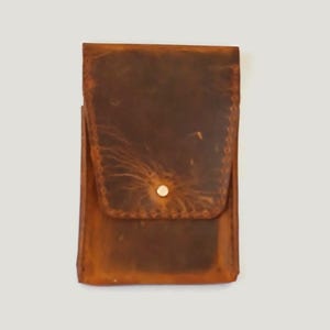 Dark brown leather cigarette case Vintage Leather cigarette case