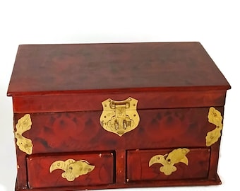 中国美術風ジュエリーボックス アンティーク 木製 ｜ジュエリー