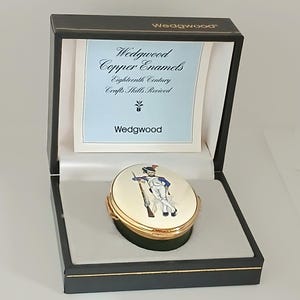 Vintage English  Wedgwood   trinket box, enamel pill box, collectible pill box, gift idea