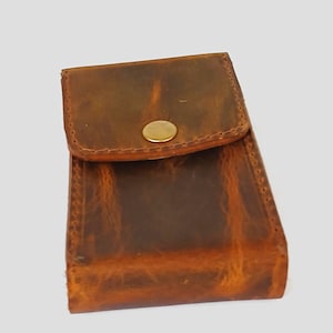 Dark brown leather cigarette case gift for smokers