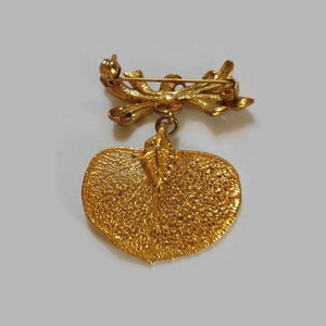 Vintage English  large rhinestone bow and leaf Brooch