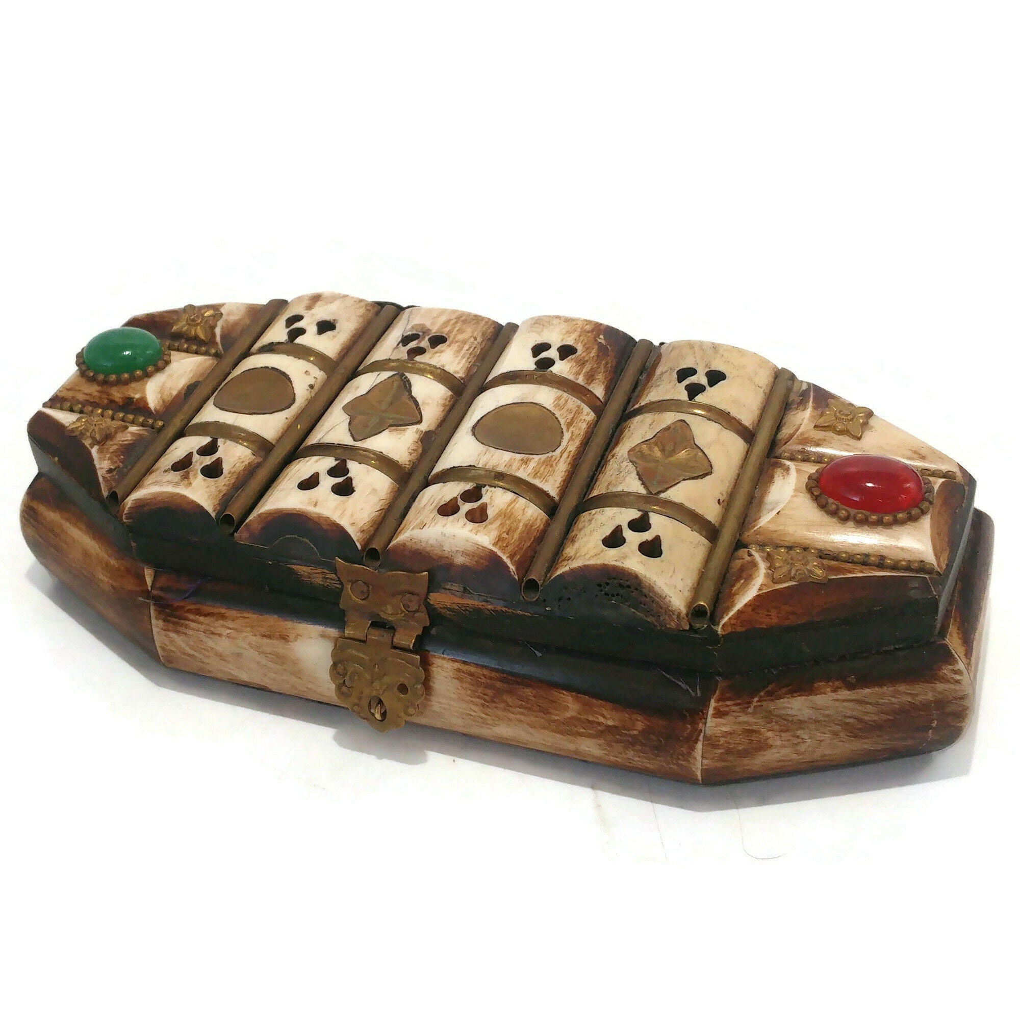 Vintage Pill Box Trinket Box Bone Pill Box Decorated With Etsy Australia