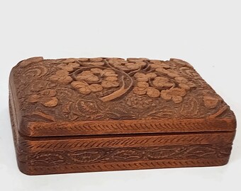 ヴィンテージ中国製木製手作り小物入れ、ジュエリーボックス - Etsy 日本