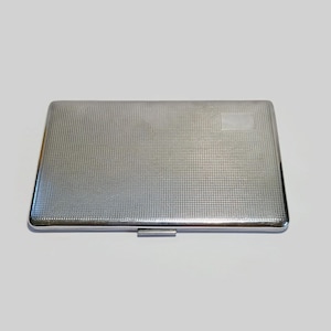 Large, slimline vintage  English cigarette holder, Silver plated cigarette case signed