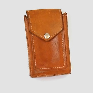 Vintage light Brown leather cigarette case Gift for smokers.Leather cigarette case