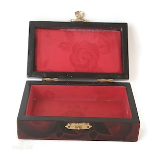 Vintage Chinese Wood jade lacquered  jewelry Box
