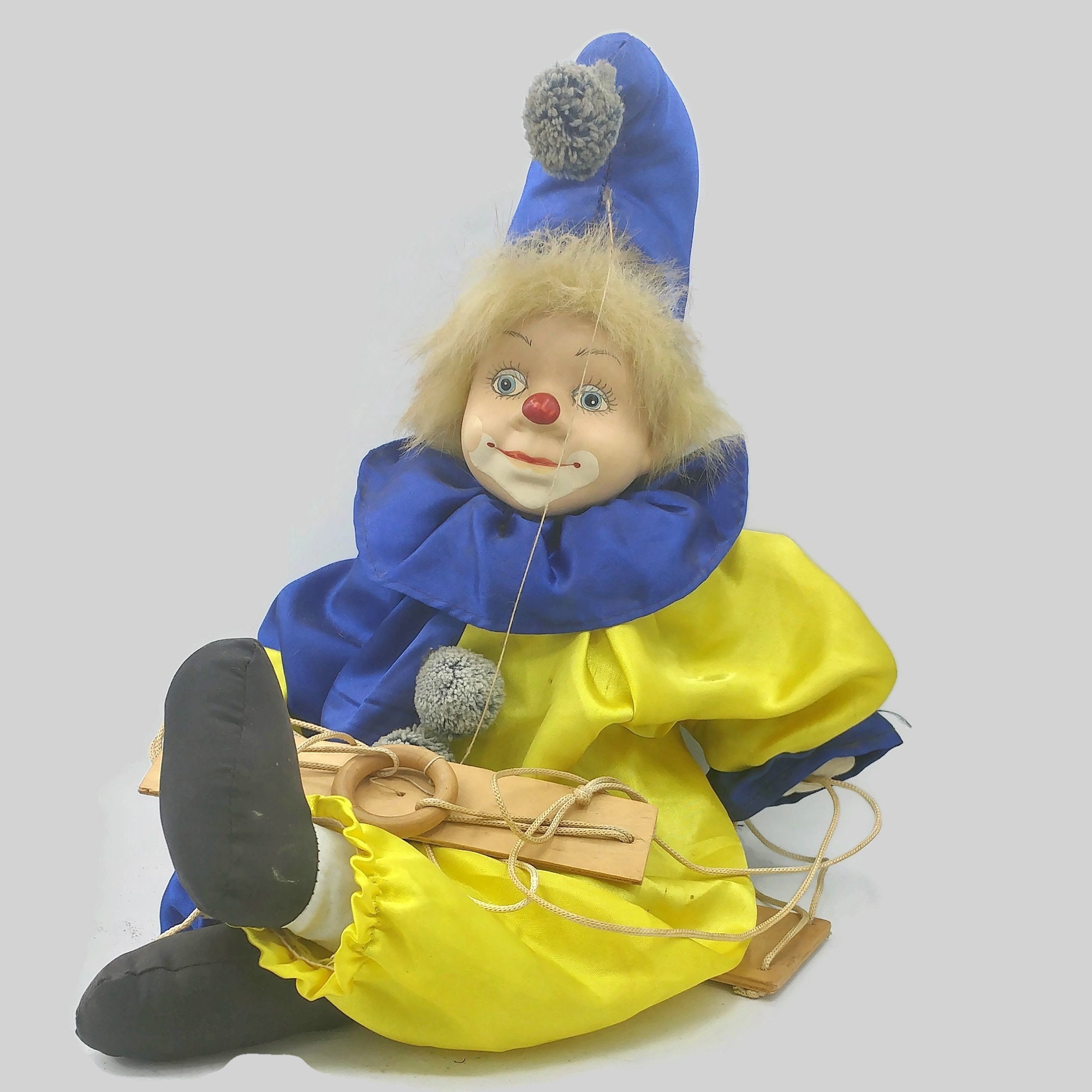 Vintage Large Porcelain Clown Doll, German Collectible Doll, Home