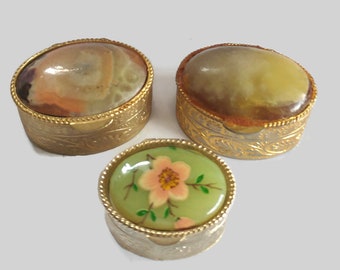 Vintage  lot of 3 metal  pill boxes  trinket boxes