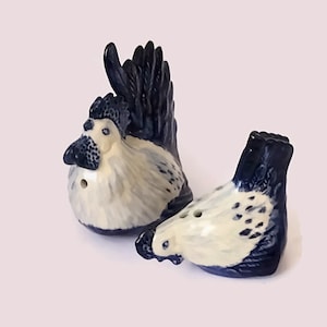 Vintage  blue and white porcelain salt and pepper shakers  kitchen décor gift idea