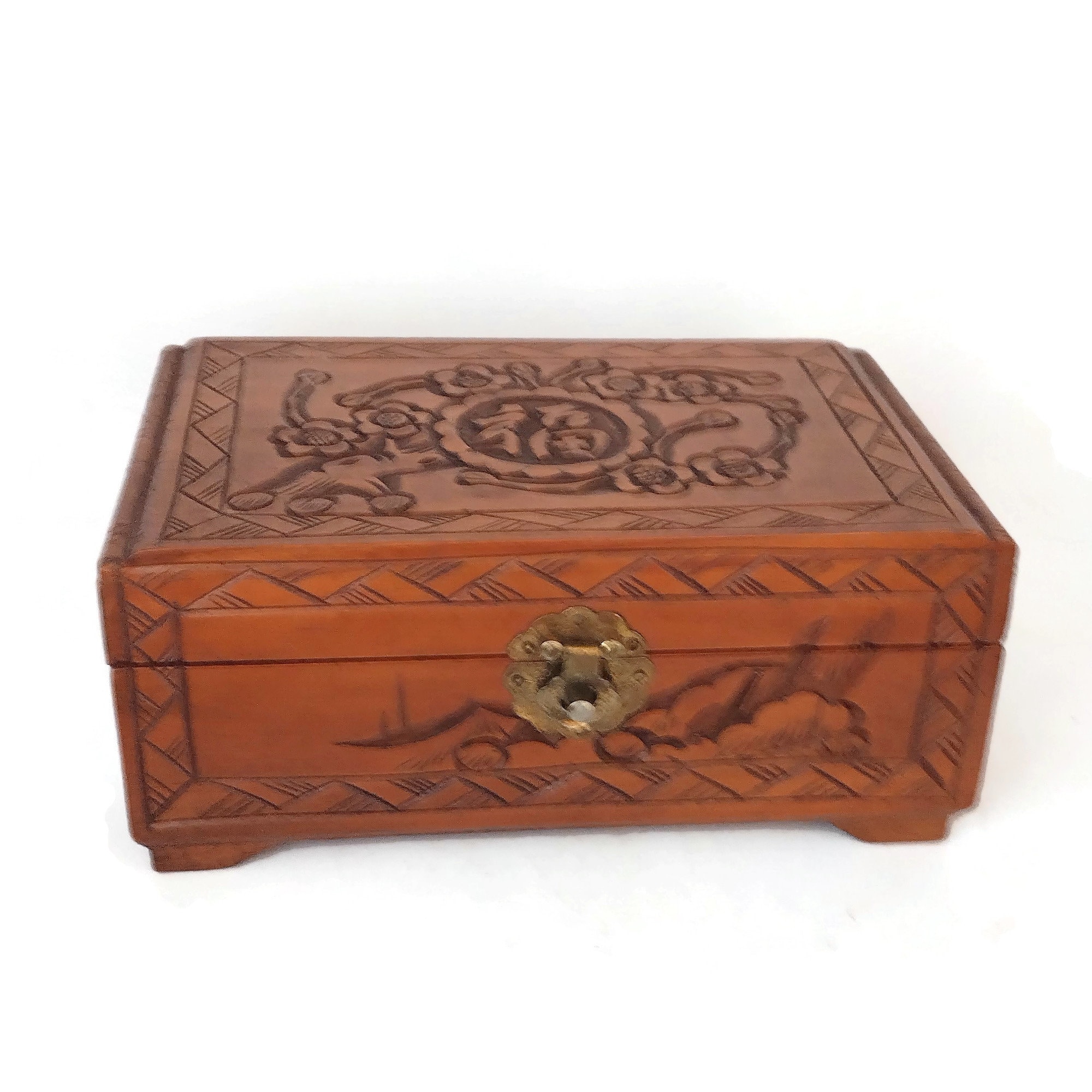 Vintage Chinese Wood Handmade Trinket Box, Jewelry Box - Etsy
