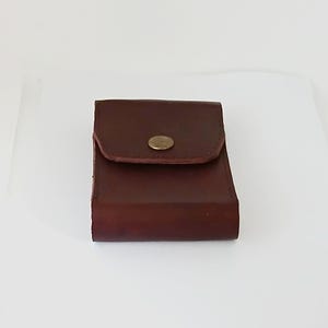Dark brown leather cigarette case, Vintage, signed. Leather cigarette case