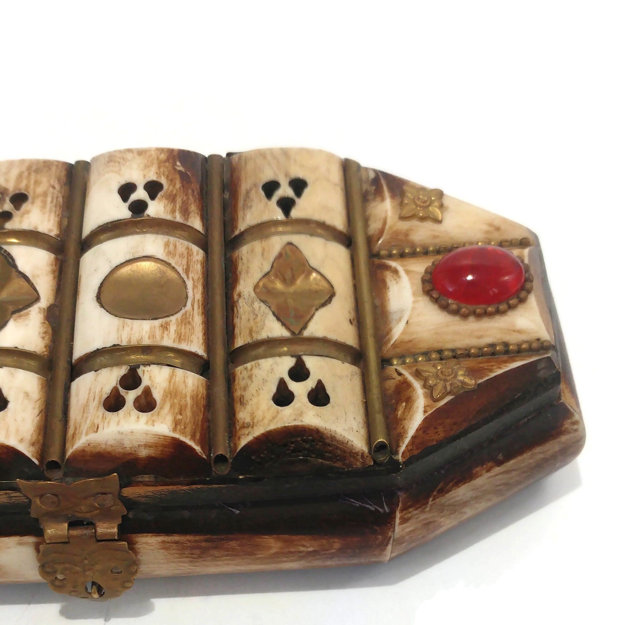 Vintage Pill Box Trinket Box Bone Pill Box Decorated With Etsy Australia