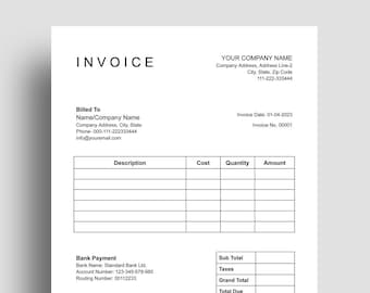 Factura comercial editable: plantilla sencilla y limpia (Google Docs, Word)