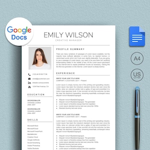 Google Resume Template, Google Docs Resume Template Instant Download