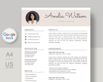 Plantilla de currículum para Google Docs, descarga instantánea de plantilla de currículum para Google Docs, CV para Google Docs, currículum de Google, plantilla de currículum