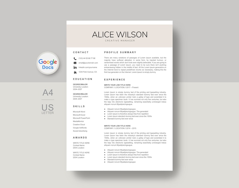google docs resume template awesome