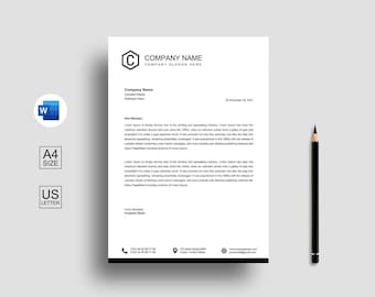 Letterhead Template for Word, Company Letterhead Template, Business Letterhead Template, Letterhead Pad