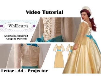 Anastasia Romanov Cosplay Pattern Dress Only | PDF + Projector Sewing Pattern | Multi Size | Adults | instructions included