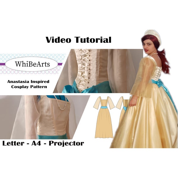 Anastasia Romanov Cosplay Pattern Dress Only | PDF + Projector Sewing Pattern | Multi Size | Adults | instructions included