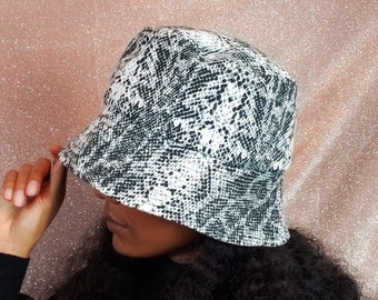 Snakeskin Print Bucket Hat - Handmade