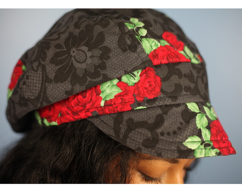 Red Roses and Black Lace Newsboy Cap - Etsy