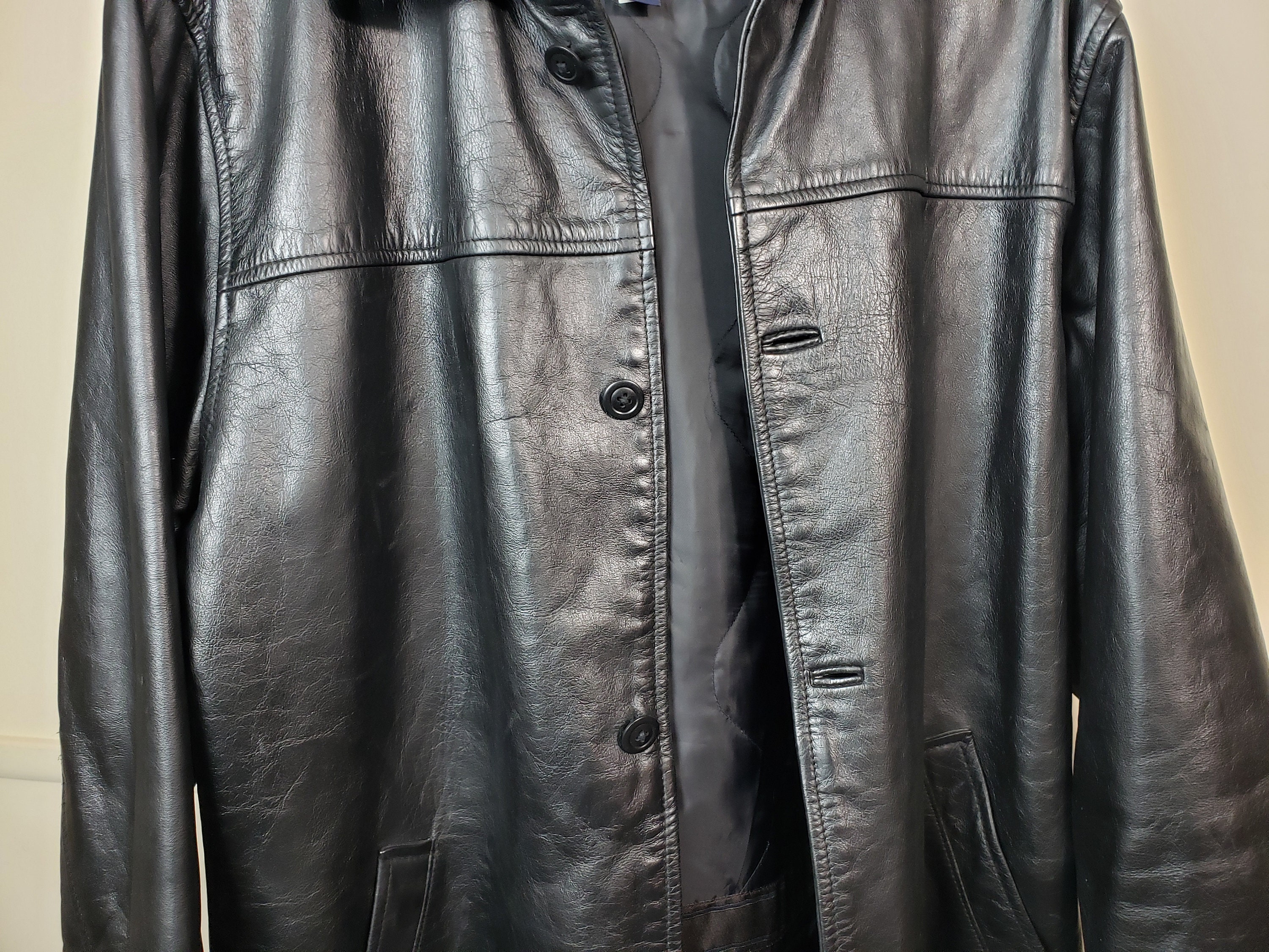 Classic Gap Men's Black Leather Jacket - Immaculate Classic Gap Men's Black Leather Jacket - Immaculate