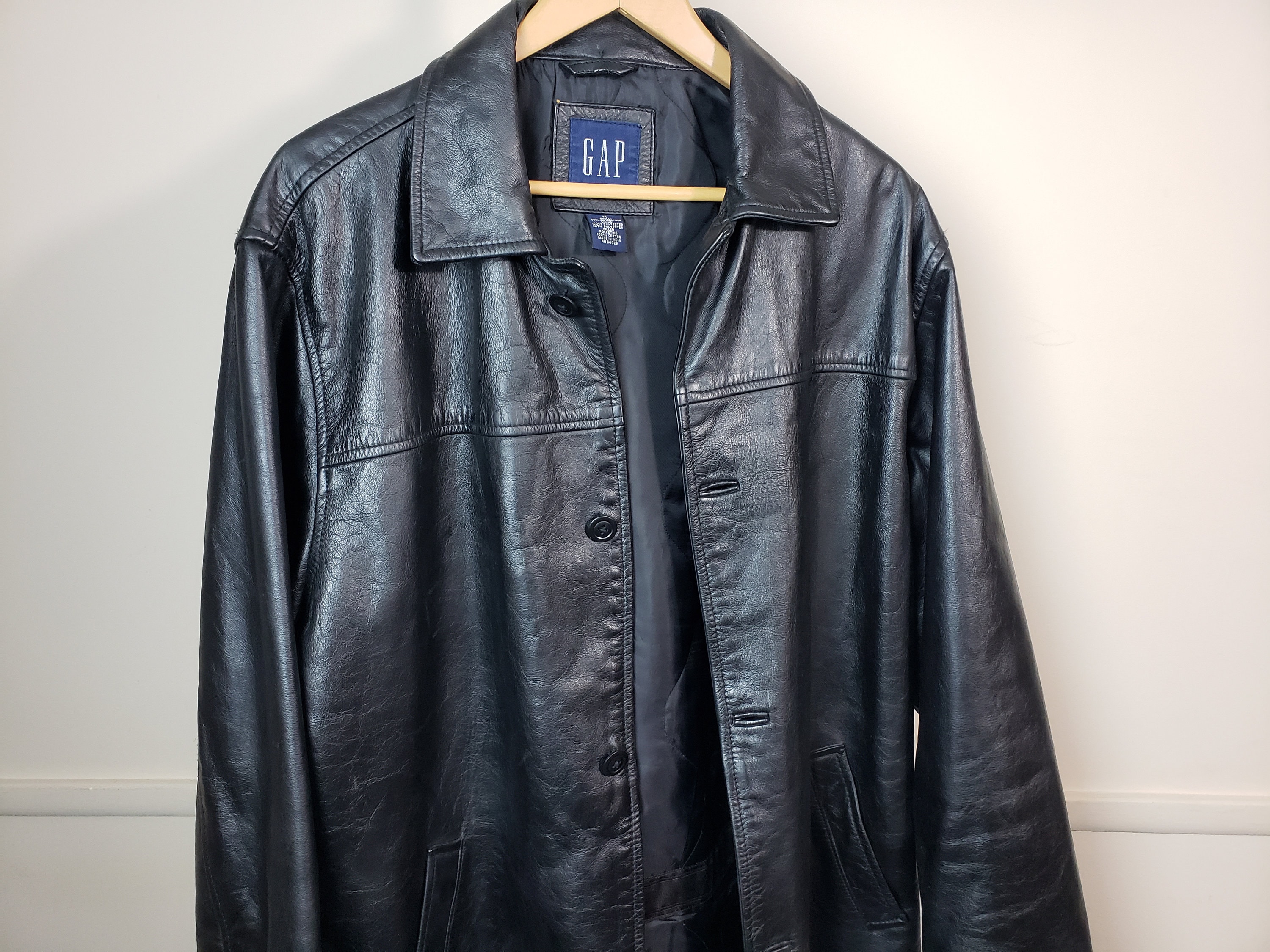 Gap Leather Jacket - Etsy Gap Leather Jacket - Etsy