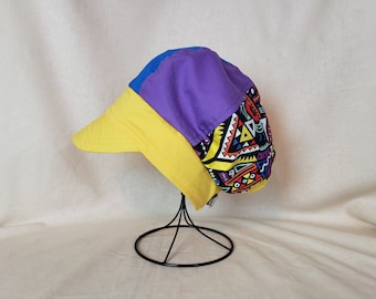 Large / XL 70s Handmade Denim Patchwork Hat / Engineer