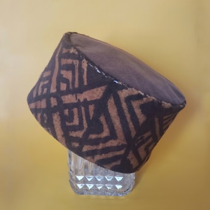 Mudcloth Brown Kufi Hat - Handmade African Headwear