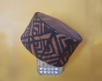 Mudcloth Brown Kufi Hat - Handmade African Headwear