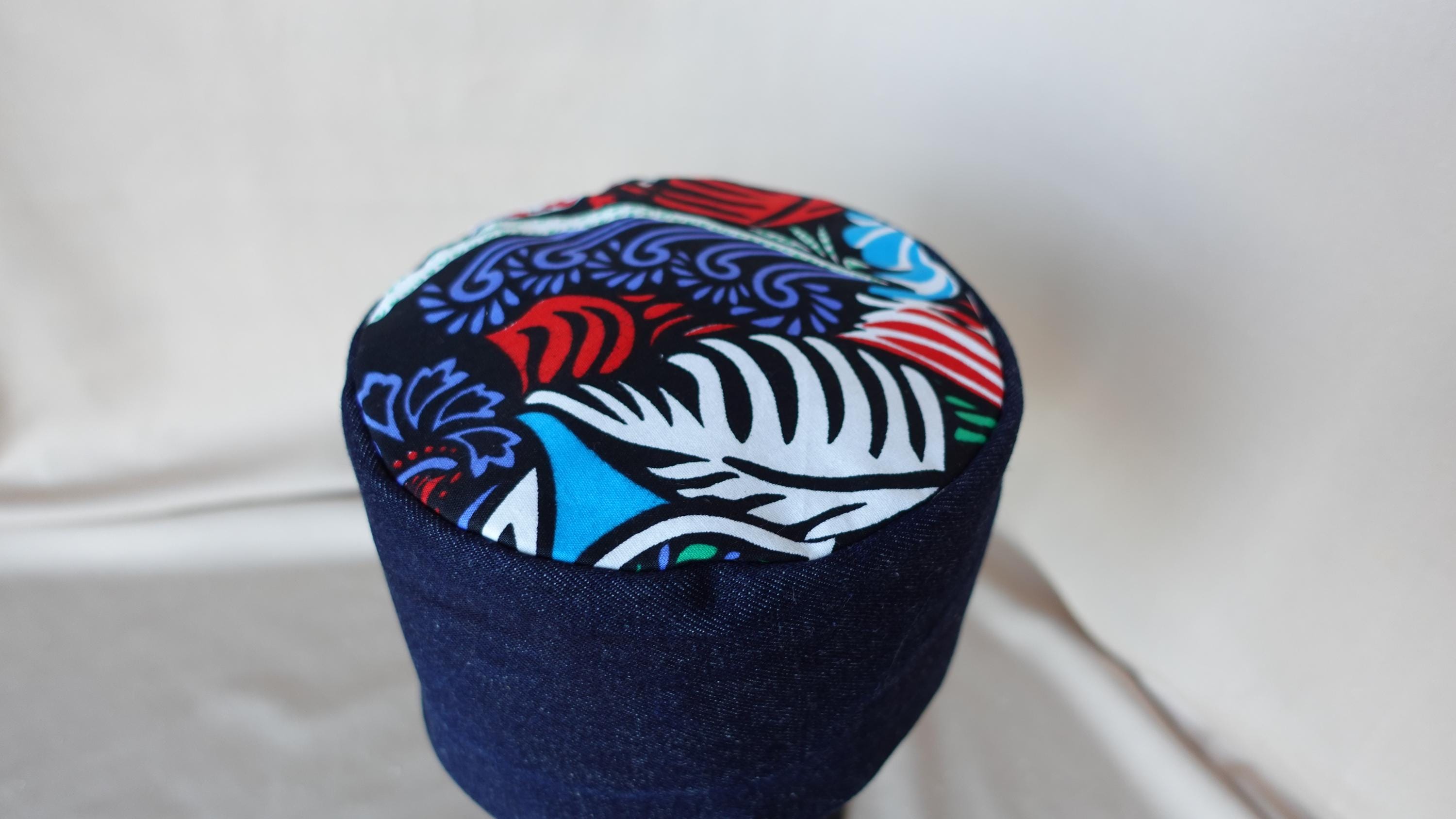 African hat denim large med fit,handcrafted,handmade,wood beads ooak New Cotton Wreath Denim Hats⁠ ⁠ Available now on  main image 2
