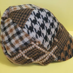 Houndstooth Newsboy Cap / Herringbone Hat / Tweed Hat / Fall Hat / Winter Cap
