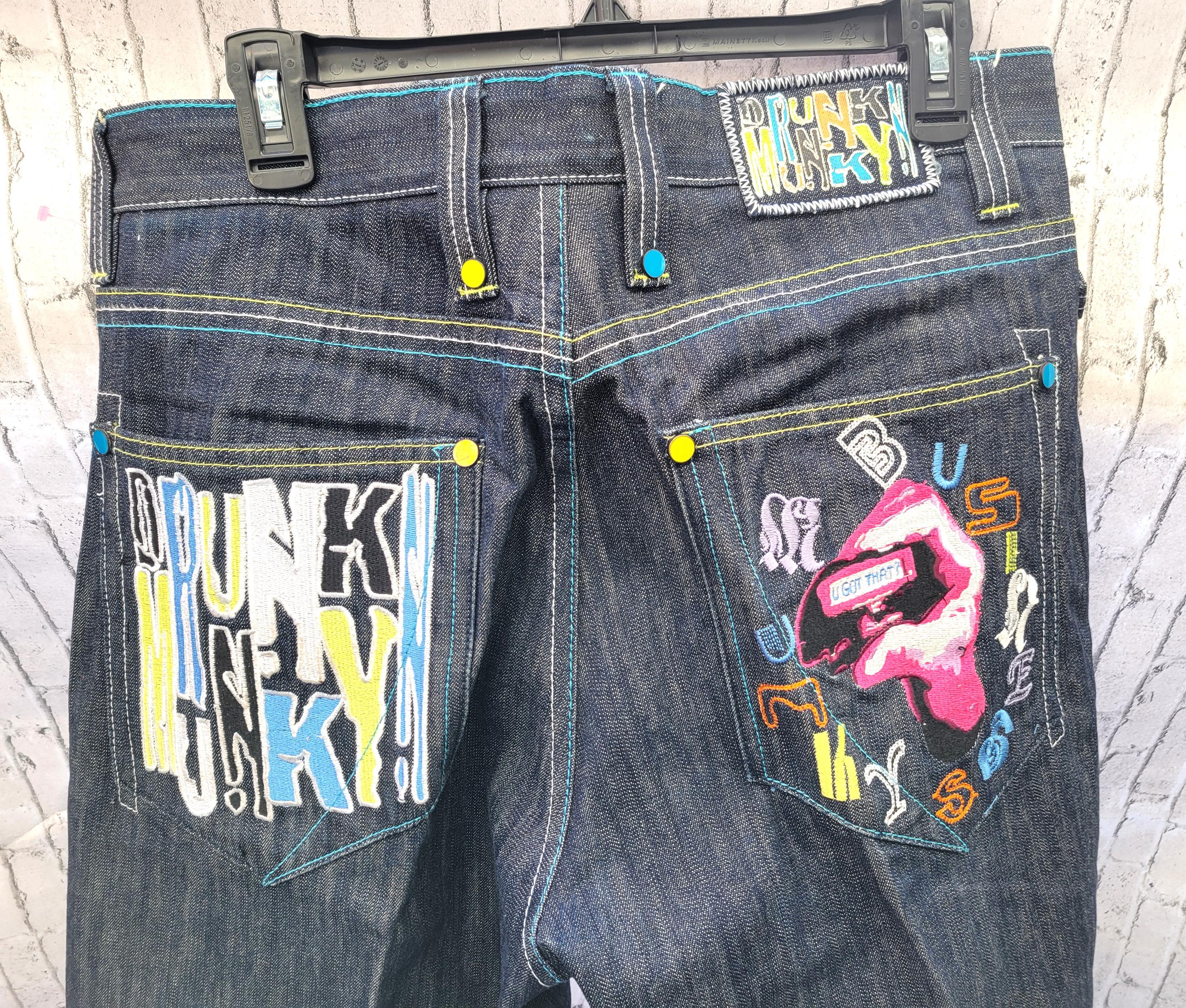 Drunk N Monkey Brand Vintage Jeans, Jeans Have 19.5 Wide Leg 