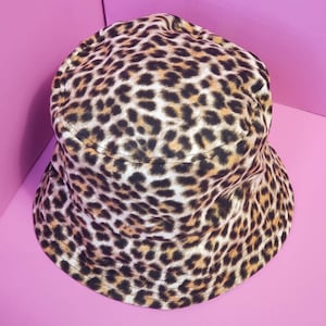 Leopard Bucket Hat / Denim Bucket Hat / Animal Print Hat / Denim Hat