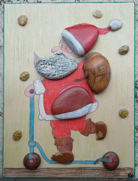 Quadro Babbo Natale.Babbo Natale Skater Babbo Made In Italy Quadro Handmade Quadro Etsy