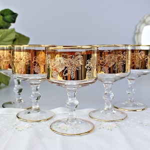 1970s Flat Bottom, Short Stem Cocktail/Water Glasses, Hand Etched Abstract  Pattern- Set of 10