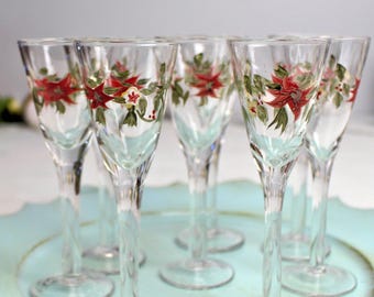 Vintage handmålade julgranskulor med julstjärna, set om 6