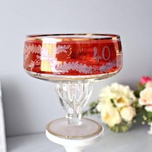 40e RUBY JUBILEUM Kristallen fruitschaal: goudgeëtste bohovaas