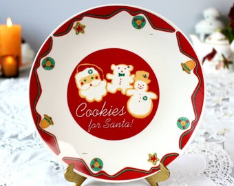 Christmas Plate 'Cookies for Santa', Vintage Holiday Dessert Plate 8"