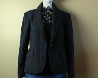 NYGARD Office Jacket, Vintage Classic Fabric Blazer Wear, Black Easy Wear, Buttons Lined, Wool Blend Tailored Short Blazer, Size 6, Perfect