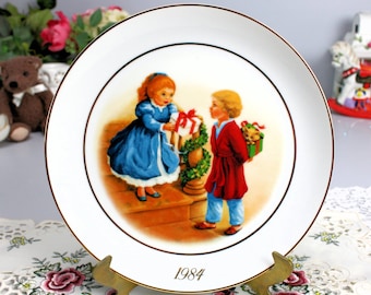 Piatto di Natale vintage Avon: 1984 "Joy of Giving", da collezione, Giappone