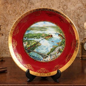 Vintage Niagara Falls Plate: 24K Gold Trim, W. Germany Porcelain (10.25")