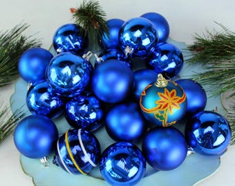 Vintage Blue Ornament Set of 21 Shatterproof 2.25inch